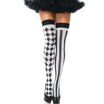 DML-D-237708-LEG AVENUE - CALCETINES ALTOS ARLEQUIN NEGRO/BLANCO