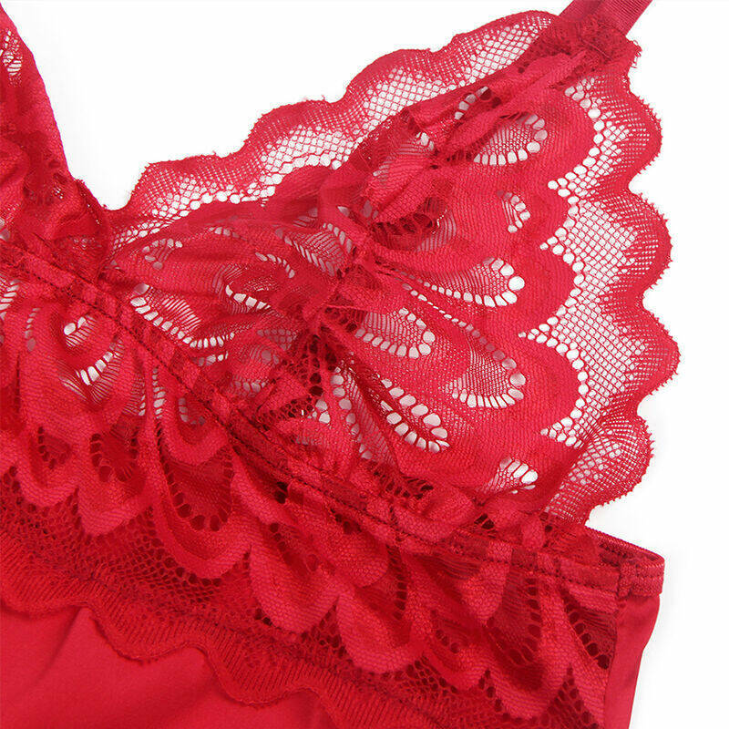 SUBBLIME - BABYDOLL SATINADO CON ENCAJE ROJO S/M