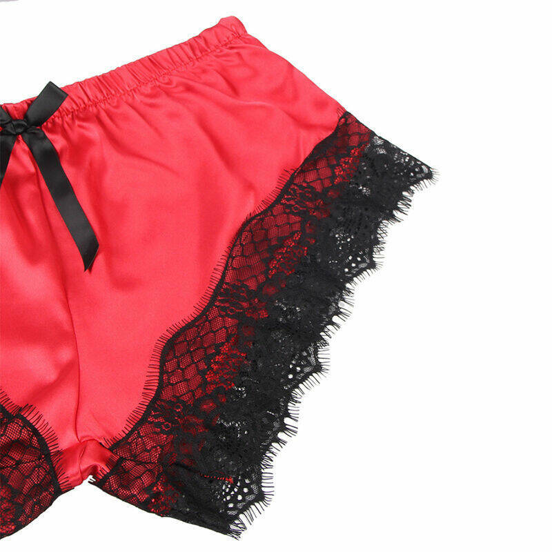 SUBBLIME - 953959 PIJAMA SEXY SATEN Y  ENCAJE NEGRO/ROJO S/M